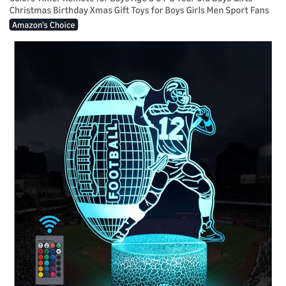 3D LED Football Night Light for Kids